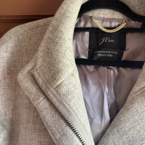 J. Crew Gray Pea Coat Wool-Blend Notched Lapel - Picture 3 of 4